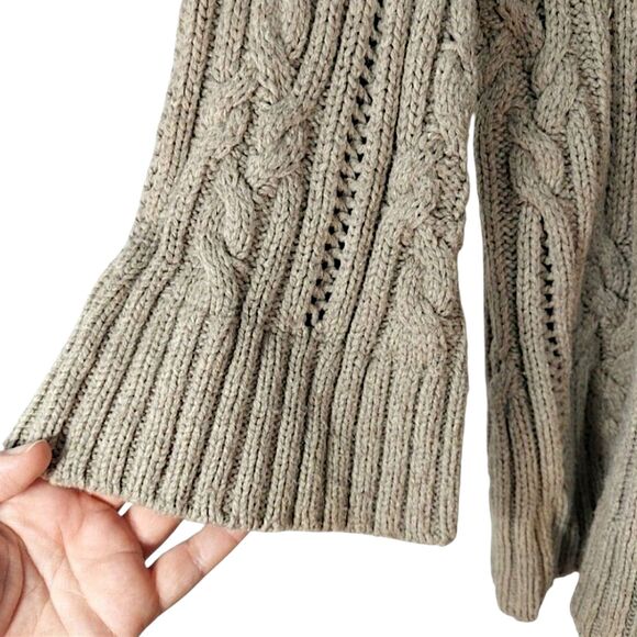 VTG Y2K Heather B Chunky Cable Knit Cardigan Toggle Bell Sleeve Sweater Sz XL - Picture 6 of 13